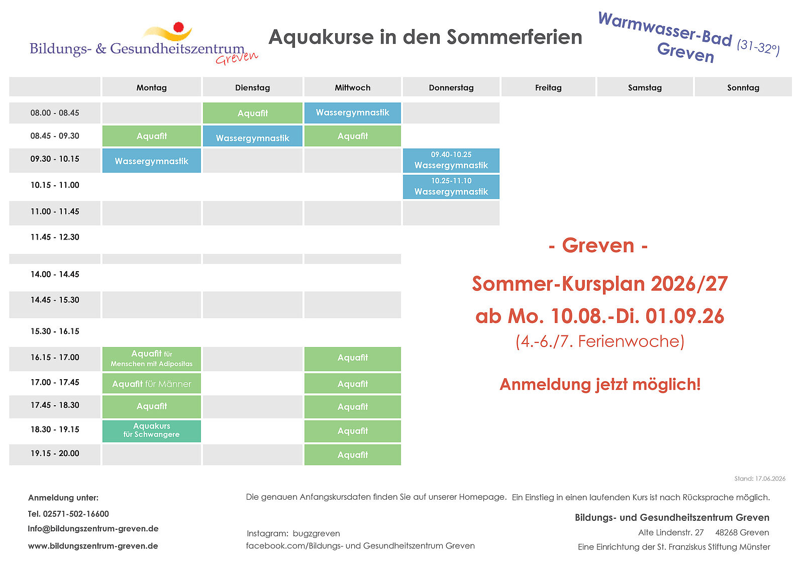 Öffnet die Seite 'Sommerferienkurse ab 29. Juni buchbar!'